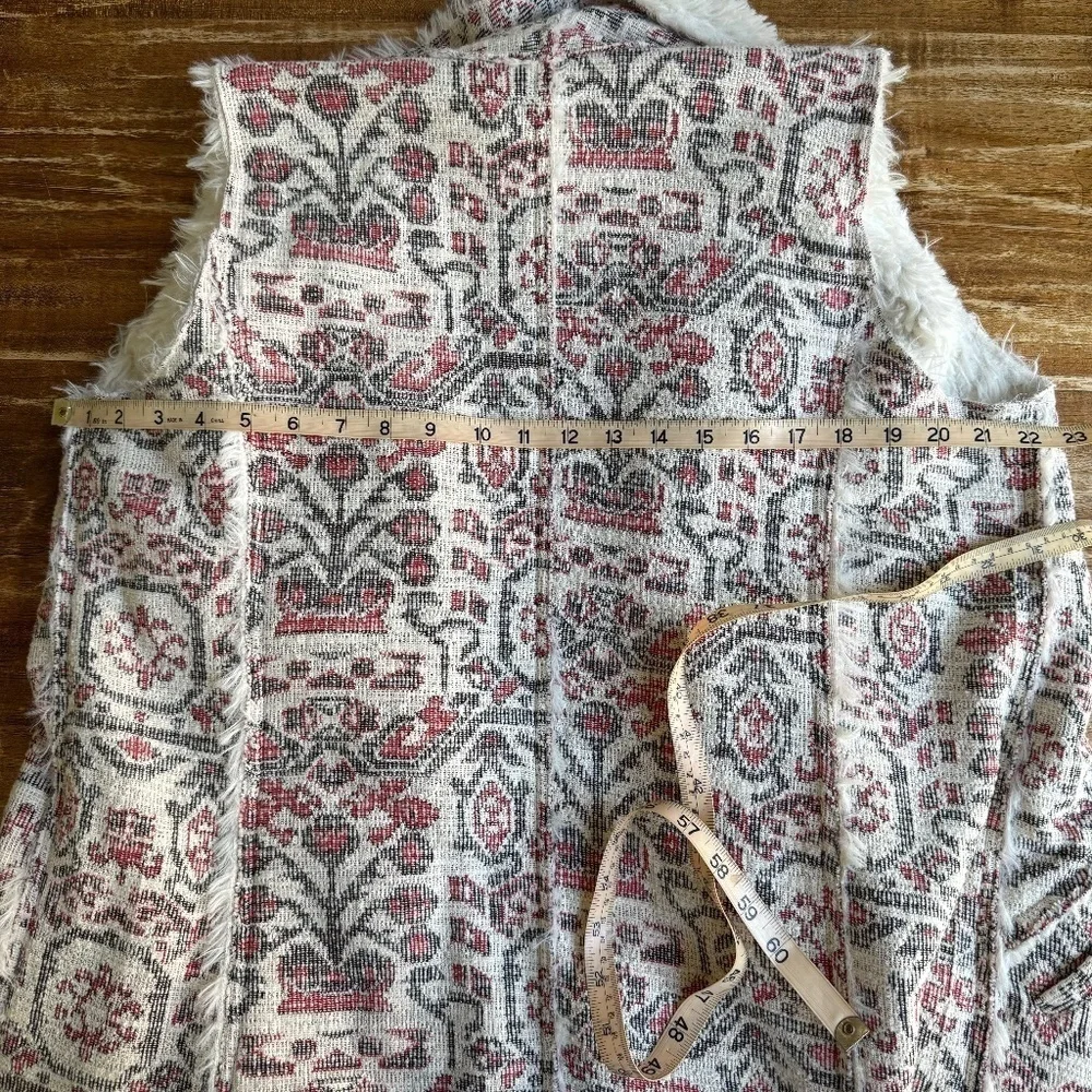 Hei Hei Jacquard Tapestry Faux Fur Lined Vest: see notes on size